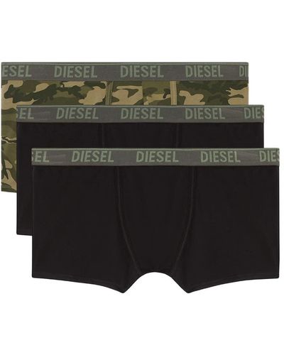 DIESEL Lot de trois boxers unis et camouflage - Noir