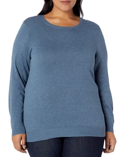 Amazon Essentials Plus Size Lightweight Crewneck Cardigan Sweater - Blue