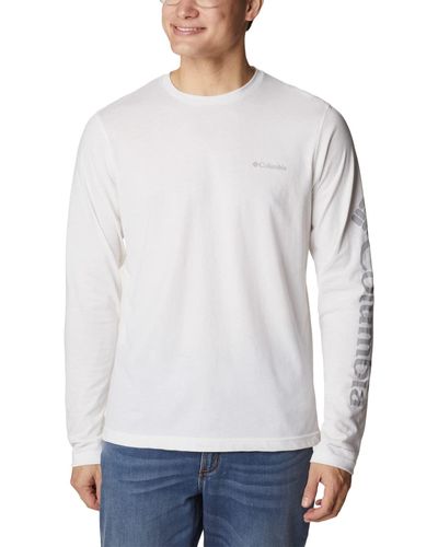 Columbia Thistletown Hills Maglietta a iche Lunghe con Logo T-Shirt - Bianco
