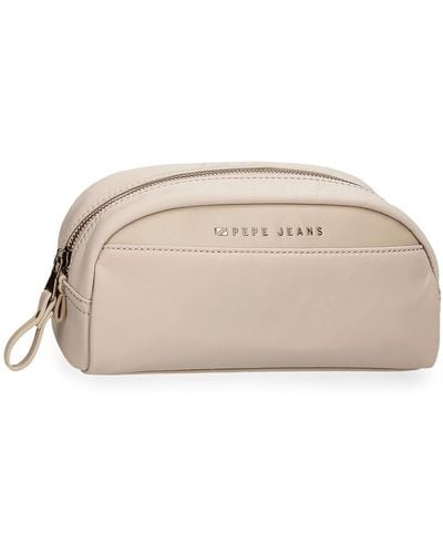 Pepe Jeans Morgan Neceser Beige 23,5x11x7,5 cms Poliéster y PU by Joumma Bags - Metálico