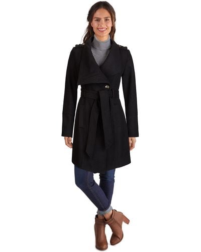 Guess Womens Belted Softshell-jacket With Hood Transitional Jacket - Black