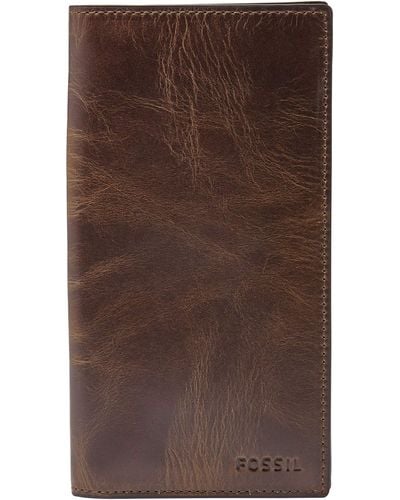 Fossil Derrick Leather Executive Checkbook Wallet - Brown