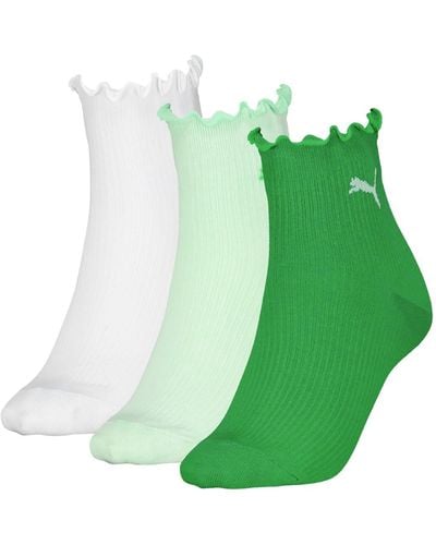 PUMA Ruffle Quarter Socks 3 Units Eu 39-42 - Green