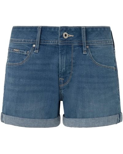 Pepe Jeans Ontspannen Korte Mw Shorts - Blauw