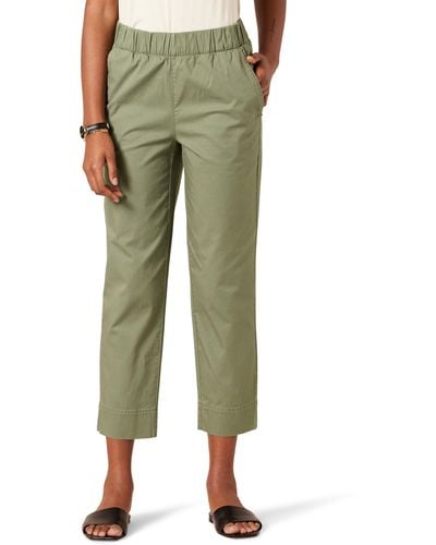 Amazon Essentials Pantalón tobillero y Holgado de Talle Medio sin Cierre y de algodón elástico Mujer - Verde