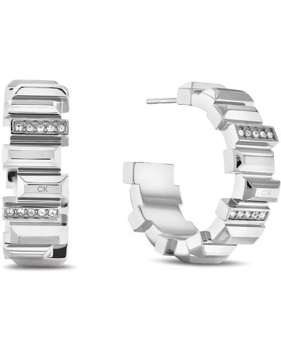Calvin Klein Women's Luster Collection Hoop Earrings Stainless Steel - 35000237 - White