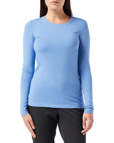 Amazon Essentials T-Shirt Col Rond à ches Longues Coupe Classique - Bleu