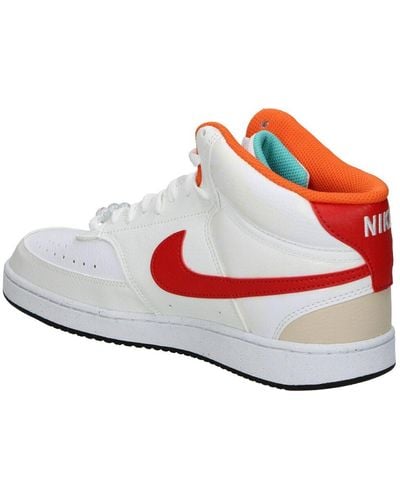 Nike Court Vision Cd5466-105 Mid Fashion Chaussures décontractées Blanc/rouge Taille 45