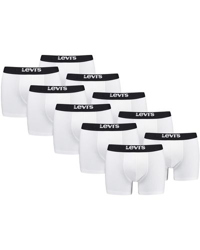 Levi's Solid Lot de 10 boxers en coton bio pour homme - Blanc