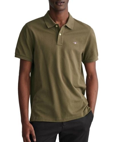 GANT S Shield Short Sleeve Pique Polo Shirt Juniper Green Xl