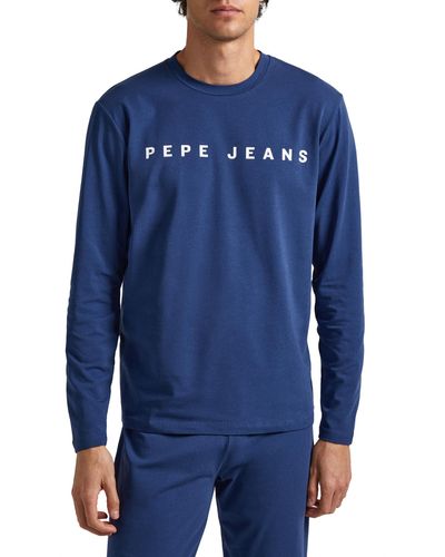 Pepe Jeans Logo Tshirt LS Pajama Top - Blau