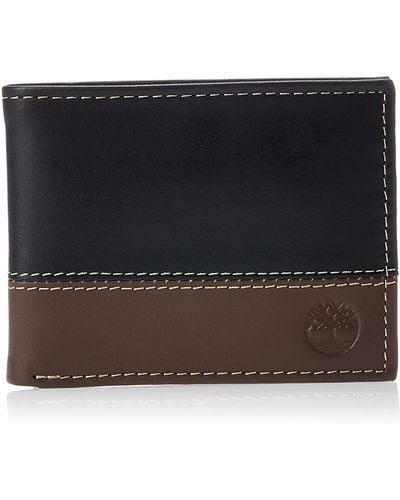 Timberland Hunter Leather Passcase Trifold Wallet Hybrid Portafogli - Nero