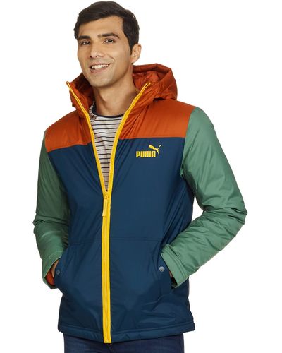 PUMA Colourblock Hooded Padded Jacket - Bleu