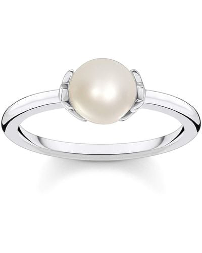 Thomas Sabo Ring Pearl With Stars 925 Sterling Silver Tr2298-167-14 - White