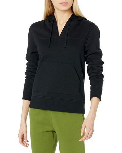 Amazon Essentials Classic-fit Long-sleeve Open V-neck Hooded Sweatshirt - Black
