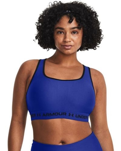 Under Armour S Crossback Mid Impact Sports Bra, - Blue