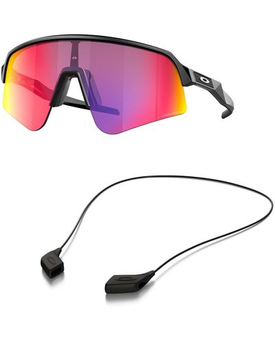 Oakley Sunglasses Bundle: Oo 9465 Sutro Lite Sweep 946501 Matte Black Accessory Shiny Black Leash Kit - Pink