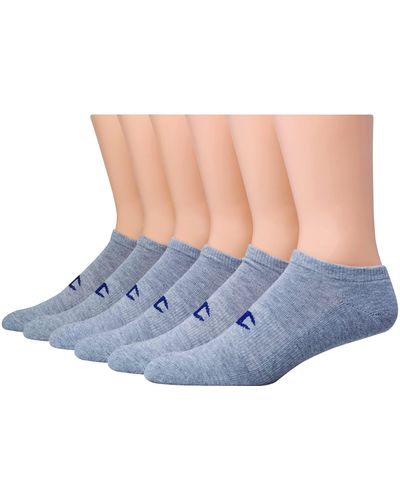 Champion Womens Double Dry 6-pair Pack Logo Crew Socks - Blue