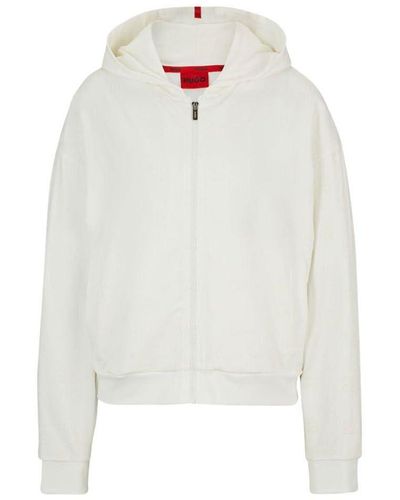 HUGO Flocky_Hooded Loungewear Jacket - Weiß