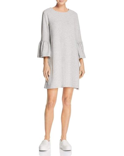 French Connection Paros Sudan Bell 3/4 Length Sleeve Mini Dress Casual - Gray