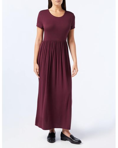 Amazon Essentials Short-sleeve Waisted Maxi Dress - Purple