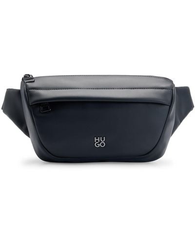 HUGO S Elliott Stk Bumbag Faux-leather Belt Bag With Stacked Logo Size One Size - Blue