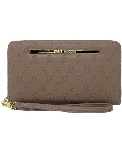Steve Madden Womens Logobar Trifold Wristlet Wallet Handbag