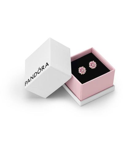 PANDORA Moments 14k Rose Gold-plated Pink Daisy Flower Stud Earrings
