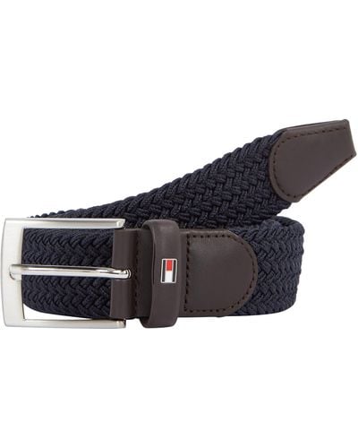 Tommy Hilfiger Hombre Cinturón New Adan Belt 3.5 Cinturón de Tela - Azul