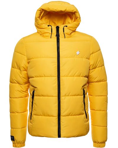 Superdry Hooded Sports Puffer Jacket - Yellow