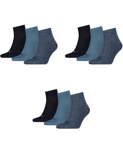PUMA Plain 3P Quarter Socke - Blau