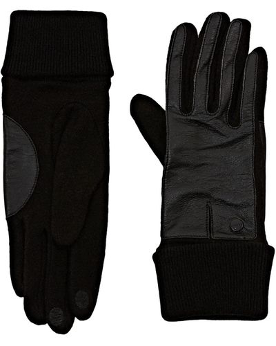 Esprit Handschoenen Van Een Wolmix Met Leren Beleg - Zwart