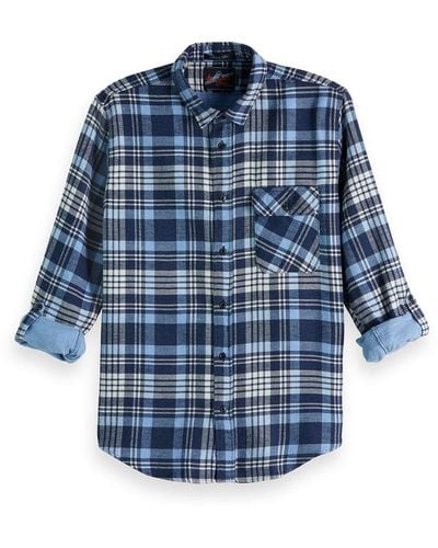 Scotch & Soda Regular Fit Brushed Check Shirt W/tonal Inside Combo B Large - Blue