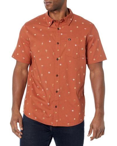 Quiksilver Button Up Woven Top Shirt - Orange