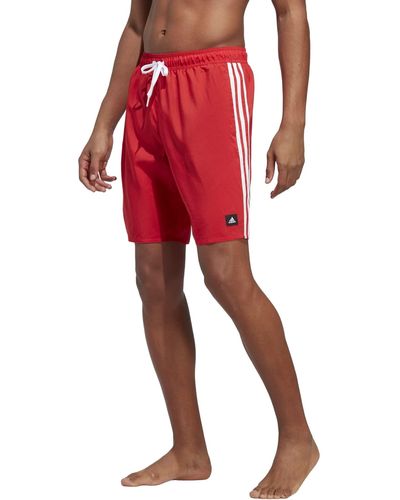 adidas 3 Stripes CLX Badeshorts Badehosen Swimshorts - Rot