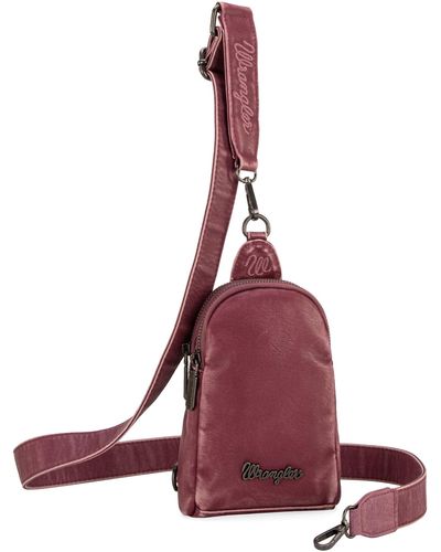 Wrangler Crossbody Sling Bags For Cross Body Purse With Detachable Strap - Red