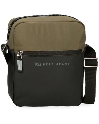 Pepe Jeans Jarvis Shoulder Bag Portatablet Green 23x27x7cm Faux Leather And Polyester L By Joumma Bags
