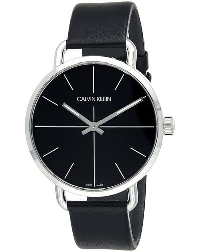 Calvin Klein Erwachsene Analog-Digital Quarz Uhr mit Leder Armband K7B211CZ - Schwarz