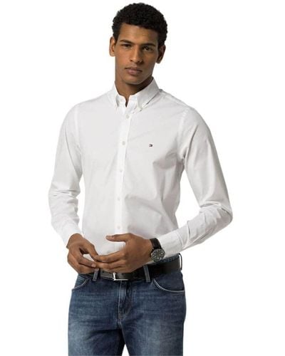 Tommy Hilfiger Core Stretch Slim Poplin Shirt Camisa para Hombre - Blanco