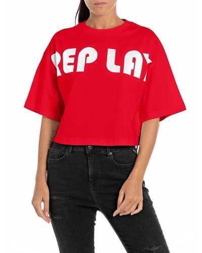 Replay T-Shirt Kurzarm aus Baumwolle - Rot