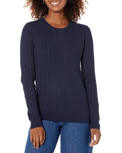 Amazon Essentials Lightweight Long-sleeve Cable Crewneck Sweater - Blue