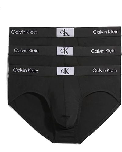 Calvin Klein Hombre Pack de 3 Calzoncillos Hip Briefs Algodón con Stretch - Negro