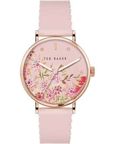 Ted Baker Phylipa Retro Pink Leather Strap Watch