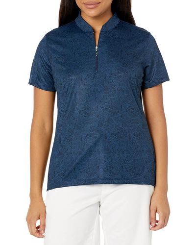 Greg Norman Collection Tropical Agerie S/s Zip Polo - Blue