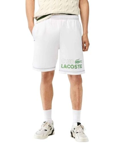 Lacoste Short pour homme GH5638 Drawcord Light French Terry Club - Blanc