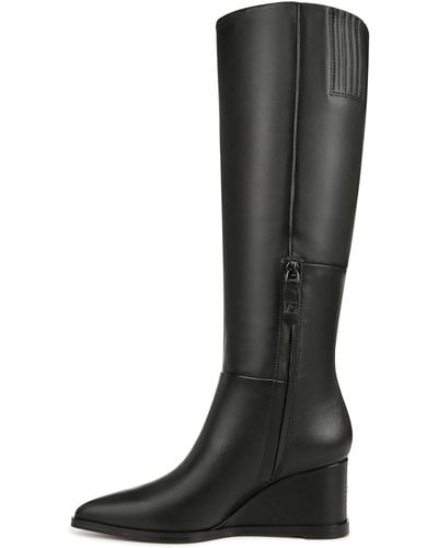 Franco Sarto S Estella Pointed Toe Wedge Tall Boot Black Leather 6 M