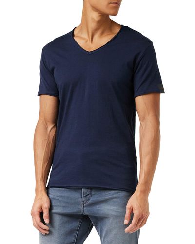 Replay T-Shirt Kurzarm mit V-Neck Ausschnitt - Blau