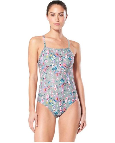 Speedo Women's Swimsuit One Piece Endurance The One Printed Team Colours - Discontinued, Olive, 12/38 - Blue