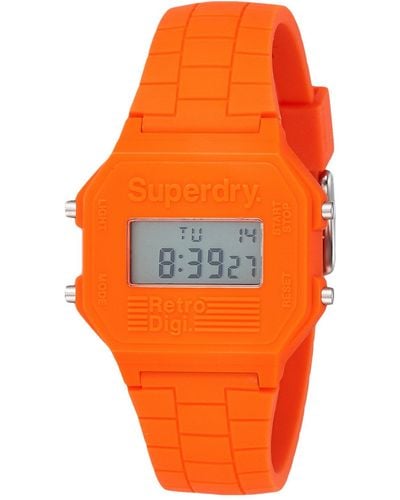 Superdry Sygsyg201o Digitaal Kwartshorloge Met Siliconen Armband - Oranje