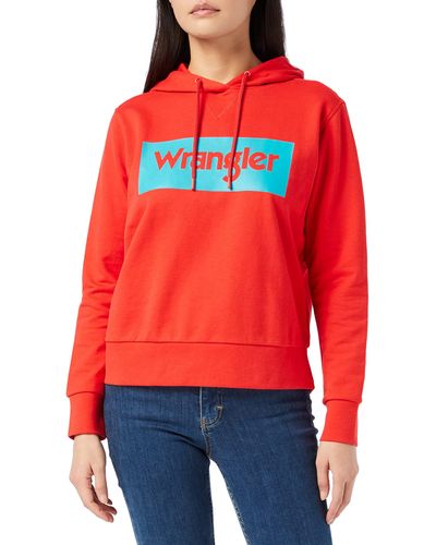 Wrangler Logo Hoodie Kapuzenpullover - Rot